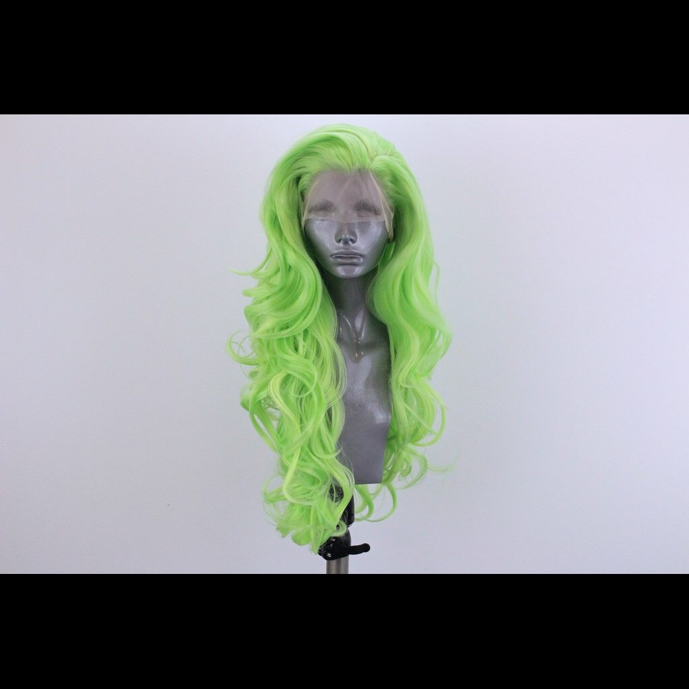 Neon green lace front wig